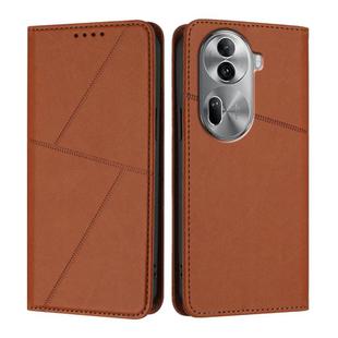 For OPPO Reno11 Pro Strong Magnetic Frosted Flip Leather Phone Case(Coffee Color)