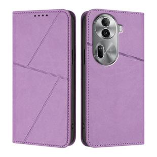 For OPPO Reno11 Pro Strong Magnetic Frosted Flip Leather Phone Case(Light Purple)