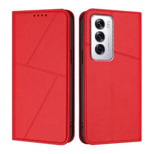 For OPPO Reno12 Strong Magnetic Frosted Flip Leather Phone Case(Red)