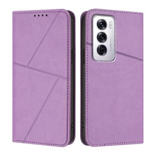 For OPPO Reno12 Strong Magnetic Frosted Flip Leather Phone Case(Light Purple)
