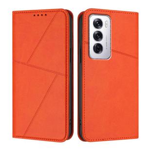 For OPPO Reno12 Strong Magnetic Frosted Flip Leather Phone Case(Orange)