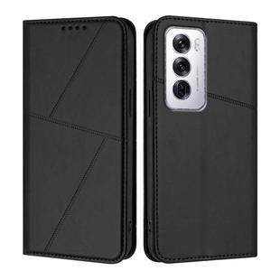 For OPPO Reno12 Strong Magnetic Frosted Flip Leather Phone Case(Black)