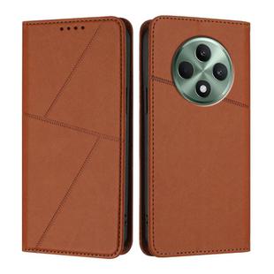 For OPPO Reno12 F 5G / 4G Strong Magnetic Frosted Flip Leather Phone Case(Coffee Color)