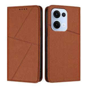 For OPPO Reno13 Global Strong Magnetic Frosted Flip Leather Phone Case(Coffee Color)