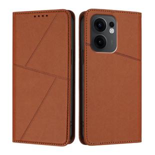 For OPPO Reno13 F 5G / 4G Strong Magnetic Frosted Flip Leather Phone Case(Coffee Color)