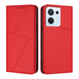 For OPPO Reno8 5G Strong Magnetic Frosted Flip Leather Phone Case(Red)