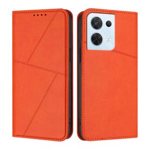 For OPPO Reno8 5G Strong Magnetic Frosted Flip Leather Phone Case(Orange)