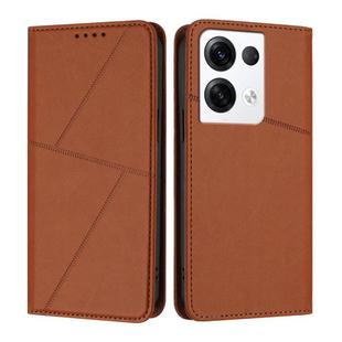 For OPPO Reno8 Pro+ Strong Magnetic Frosted Flip Leather Phone Case(Coffee Color)