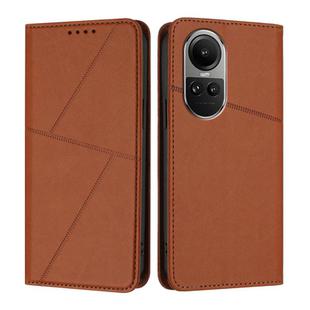 For OPPO Reno10 5G Global Strong Magnetic Frosted Flip Leather Phone Case(Coffee Color)