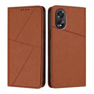 For OPPO A38 /  A18 Strong Magnetic Frosted Flip Leather Phone Case(Coffee Color)