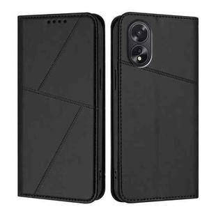 For OPPO A38 /  A18 Strong Magnetic Frosted Flip Leather Phone Case(Black)