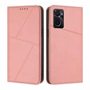 For OPPO A36 / A76 / A96 / K10 Strong Magnetic Frosted Flip Leather Phone Case(Pink)