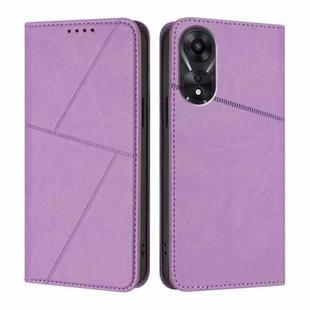 For OPPO A78 5G / A1x Strong Magnetic Frosted Flip Leather Phone Case(Light Purple)