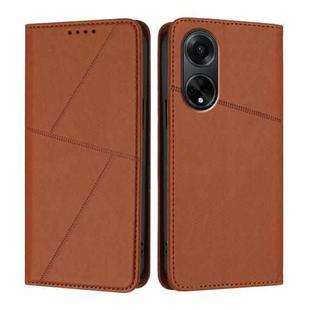 For OPPO A98 5G Strong Magnetic Frosted Flip Leather Phone Case(Coffee Color)
