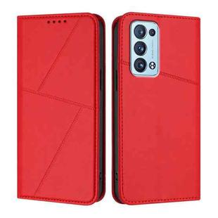 For OPPO Reno6 Pro+ 5G Strong Magnetic Frosted Flip Leather Phone Case(Red)
