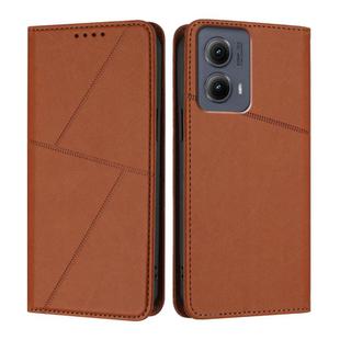 For Motorola Edge 5G 2024 Strong Magnetic Frosted Flip Leather Phone Case(Coffee Color)
