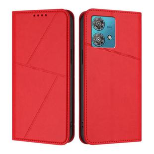 For Motorola Edge 40 Neo Strong Magnetic Frosted Flip Leather Phone Case(Red)