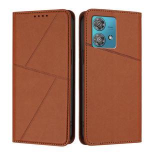 For Motorola Edge 40 Neo Strong Magnetic Frosted Flip Leather Phone Case(Coffee Color)