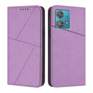 For Motorola Edge 40 Neo Strong Magnetic Frosted Flip Leather Phone Case(Light Purple)