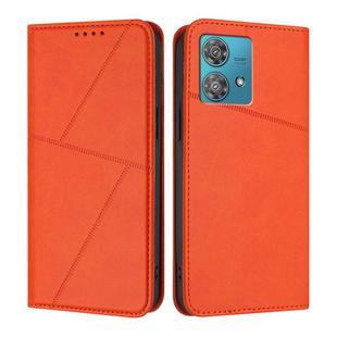 For Motorola Edge 40 Neo Strong Magnetic Frosted Flip Leather Phone Case(Orange)