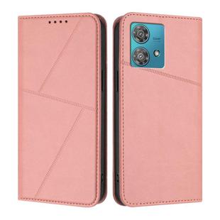 For Motorola Edge 40 Neo Strong Magnetic Frosted Flip Leather Phone Case(Pink)