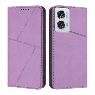 For Motorola Edge 50 Fusion Strong Magnetic Frosted Flip Leather Phone Case(Light Purple)