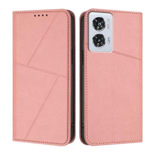 For Motorola Edge 50 Fusion Strong Magnetic Frosted Flip Leather Phone Case(Pink)