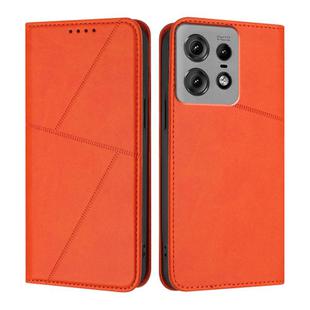 For Motorola Edge 50 Pro Strong Magnetic Frosted Flip Leather Phone Case(Orange)