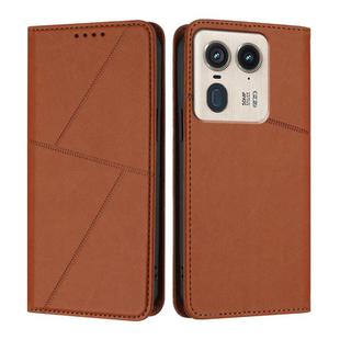 For Motorola Edge 50 Ultra Strong Magnetic Frosted Flip Leather Phone Case(Coffee Color)