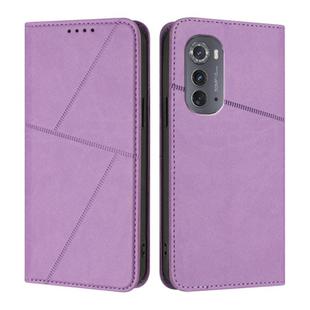 For Motorola Edge 2022 Strong Magnetic Frosted Flip Leather Phone Case(Light Purple)