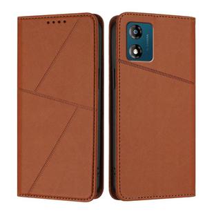 For Motorola Moto E13 Strong Magnetic Frosted Flip Leather Phone Case(Coffee Color)