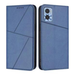 For Motorola Moto E22 Strong Magnetic Frosted Flip Leather Phone Case(Royal Blue)