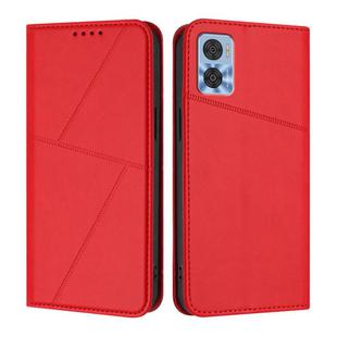 For Motorola Moto E22 Strong Magnetic Frosted Flip Leather Phone Case(Red)
