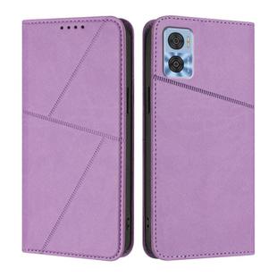 For Motorola Moto E22 Strong Magnetic Frosted Flip Leather Phone Case(Light Purple)