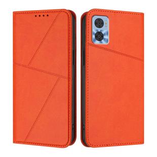 For Motorola Moto E22 Strong Magnetic Frosted Flip Leather Phone Case(Orange)