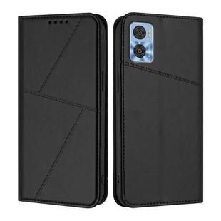 For Motorola Moto E22 Strong Magnetic Frosted Flip Leather Phone Case(Black)