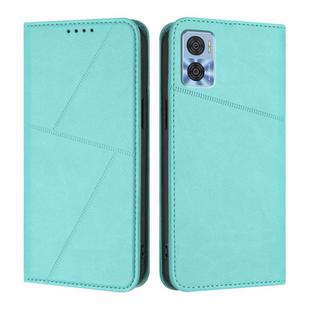 For Motorola Moto E22 Strong Magnetic Frosted Flip Leather Phone Case(Light Blue)