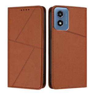 For Motorola Moto G Play 2024 Strong Magnetic Frosted Flip Leather Phone Case(Coffee Color)
