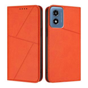 For Motorola Moto G Play 2024 Strong Magnetic Frosted Flip Leather Phone Case(Orange)