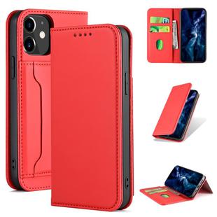 For iPhone 12 mini Strong Magnetism Shockproof Horizontal Flip Liquid Feel Leather Case with Holder & Card Slots & Wallet(Red)