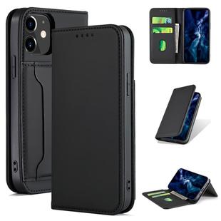 For iPhone 12 mini Strong Magnetism Shockproof Horizontal Flip Liquid Feel Leather Case with Holder & Card Slots & Wallet(Black)