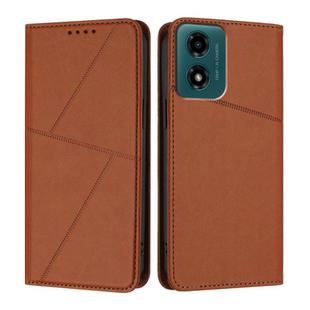 For Motorola Moto G04 / G04s / E14 Global Strong Magnetic Frosted Flip Leather Phone Case(Coffee Color)