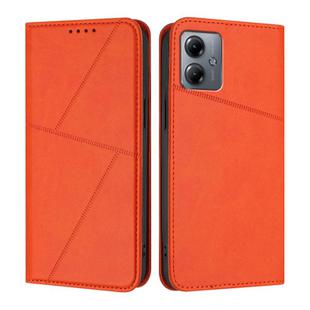 For Motorola Moto G14 / G54 EU / Brazil Strong Magnetic Frosted Flip Leather Phone Case(Orange)