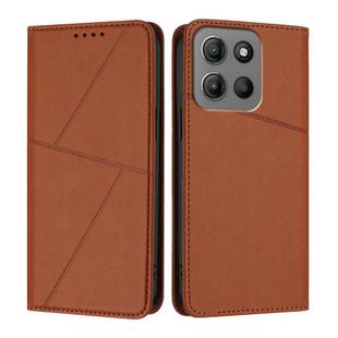 For Motorola Moto G15 / G15 Power Strong Magnetic Frosted Flip Leather Phone Case(Coffee Color)
