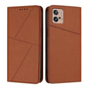 For Motorola Moto G32 Strong Magnetic Frosted Flip Leather Phone Case(Coffee Color)