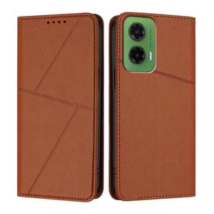 For Motorola Moto G35 Strong Magnetic Frosted Flip Leather Phone Case(Coffee Color)