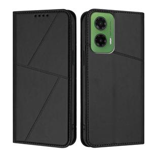 For Motorola Moto G35 Strong Magnetic Frosted Flip Leather Phone Case(Black)