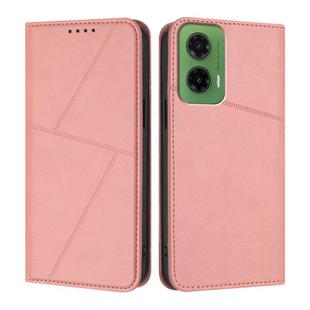 For Motorola Moto G35 Strong Magnetic Frosted Flip Leather Phone Case(Pink)