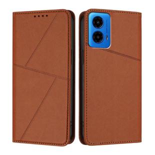 For Motorola Moto G45 5G / G34 Strong Magnetic Frosted Flip Leather Phone Case(Coffee Color)