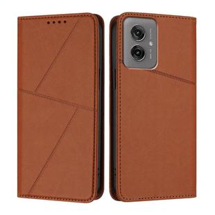 For Motorola Moto G55 Strong Magnetic Frosted Flip Leather Phone Case(Coffee Color)